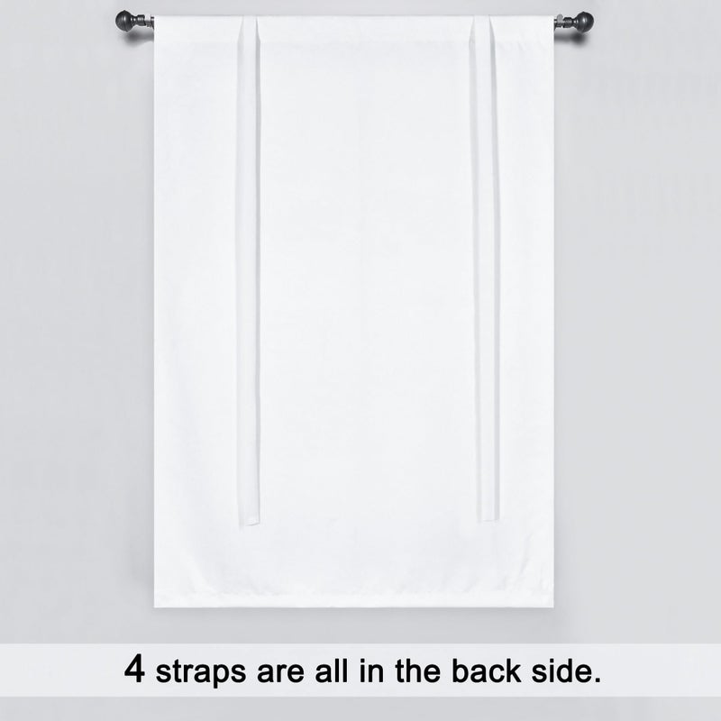 DONREN Pure White Balloon Shades Room Darkening Kitchen Window Curtain - Adjustable Thermal Insulated Tie Up Curtain Panel for Bathroom (42 W x 45 inches Long,1 Panel) - Image 3